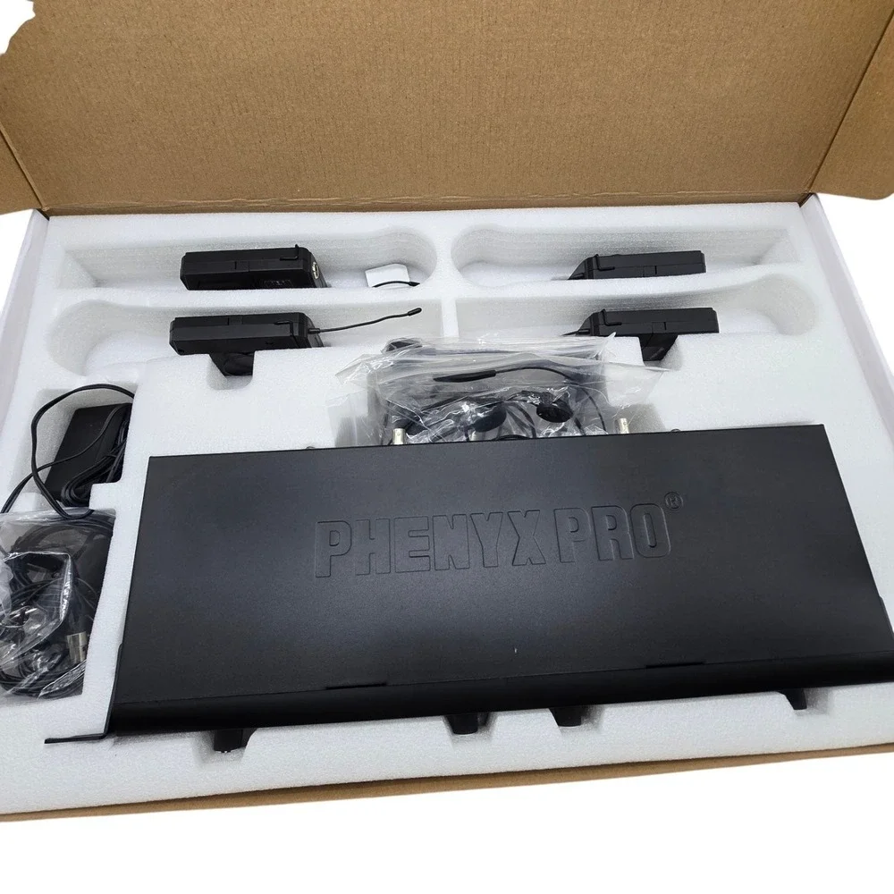 Phenyx Pro PTU-5200 4-Channel UHF Wireless Microphone System Bodypack Headset